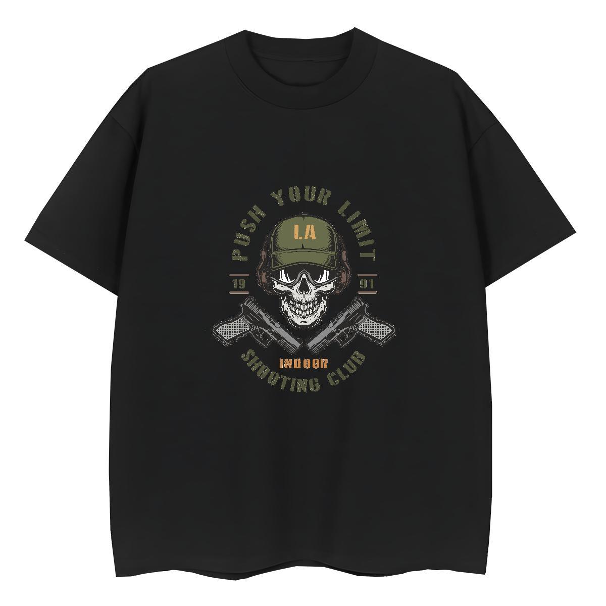 Loose T Shirt For Man 230g Pure Cotton skull Sport DIY Printed O-Neck Short Sleeve Tshirts 2024 DIY Clothings