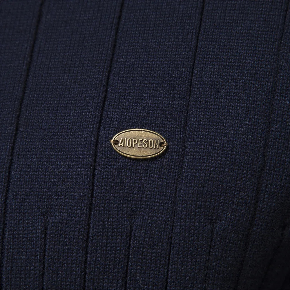 AIOPESON Mens Plain Neck Quarter Zipper Pull up Sweater Autumn Casual Business Knitted 240824