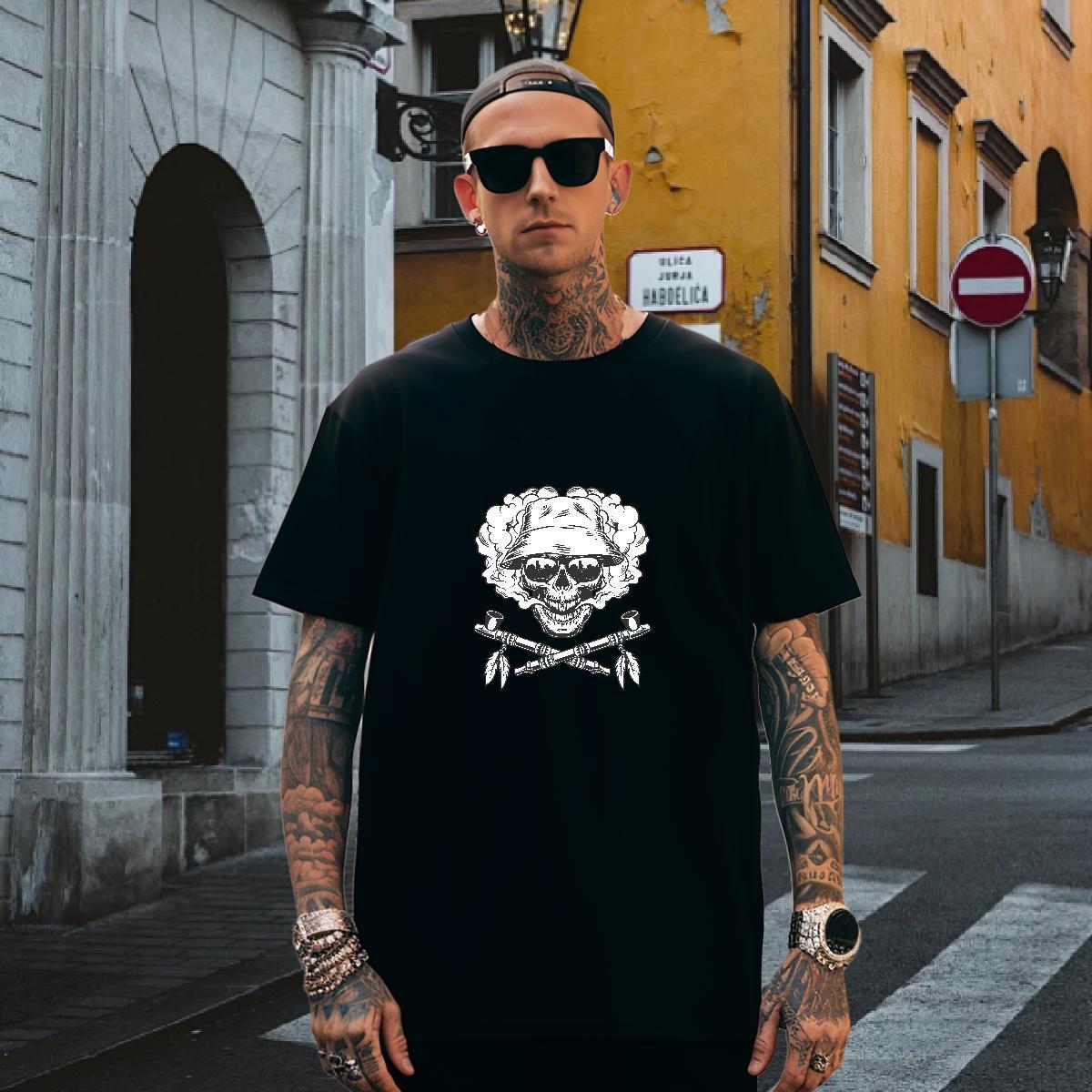 Unisex Mens T Shirts 230g 100% Cotton skull Casual Skull Short Sleeve O-Neck Couples T Shirts 2024 Designer Tshirts