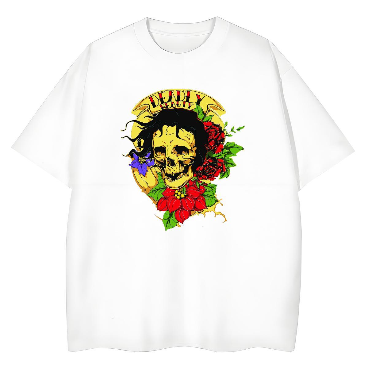 Free Shipping Mens T Shirts 230g Pure Cotton flower Home Outdoor Cartoon Print Breathable Short Sleeve Men Tshirts 2024 DIY Clothes