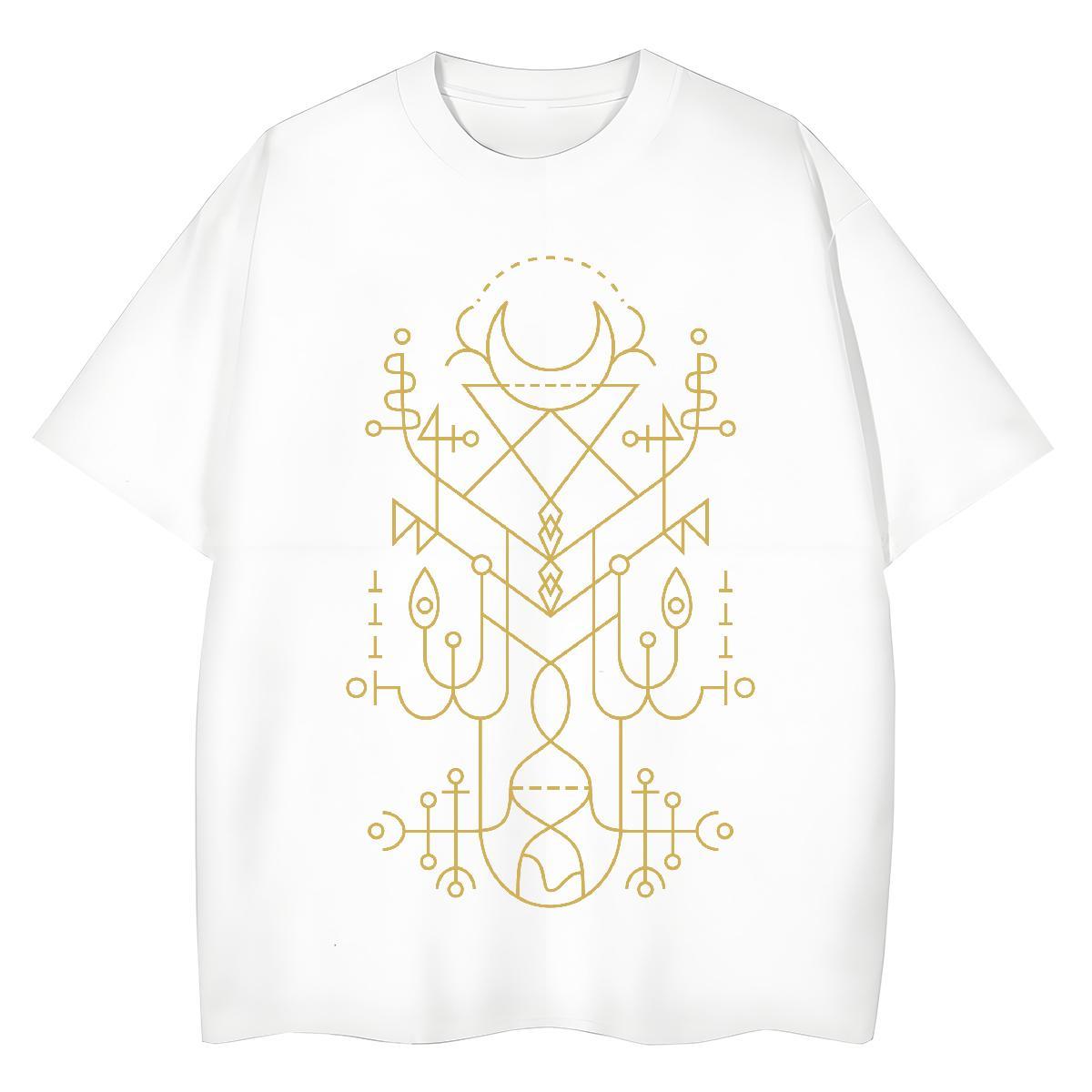 Female Tshirt for Man Woman 230g Cotton Geometric line Casual Beach T Shirts Women Round Neck Short Sleeve Plus Size Cartoon Clothings