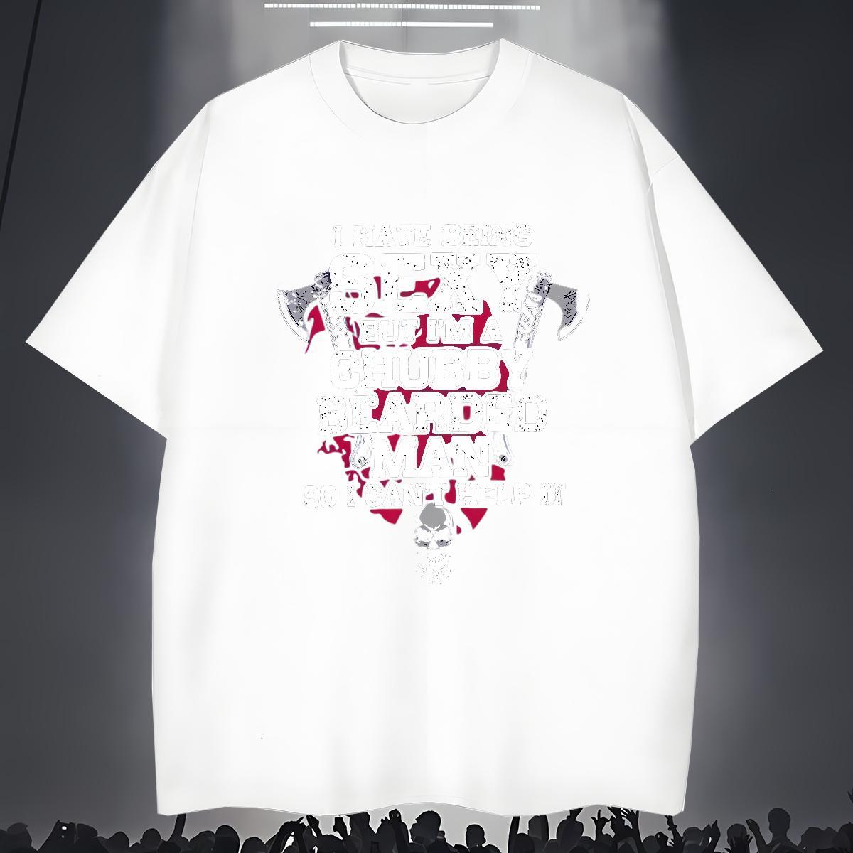 Loose T shirt 230g Cotton letter Home Outdoor Anime Print Short Sleeve O-Neck Men Tees 2024 Summer Clothes
