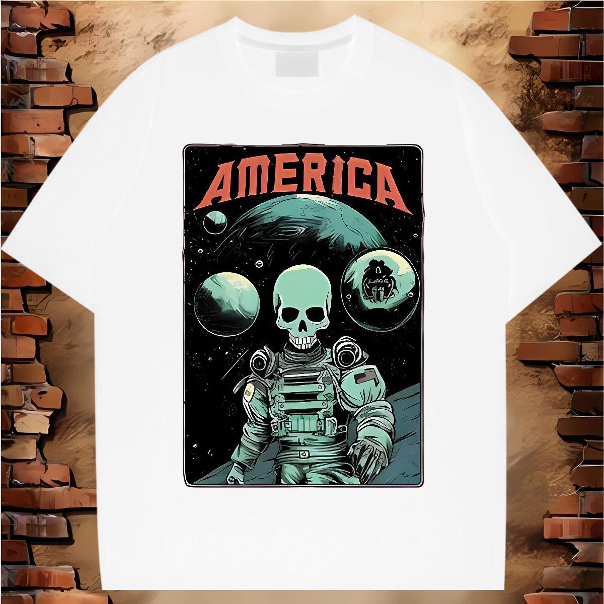 TOP Quality T shirt 100% Cotton 230g skull Street wear Hip Hop Custom Anime Pure Cotton Tshirt for Man Woman 2024 Clothes