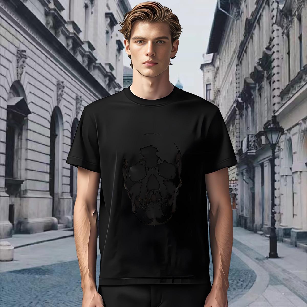 Designer Men T Shirts 230g Cotton skull Spring Summer Asian Size Breathable Crew Neck Men Tees 2024 Designer Clothes