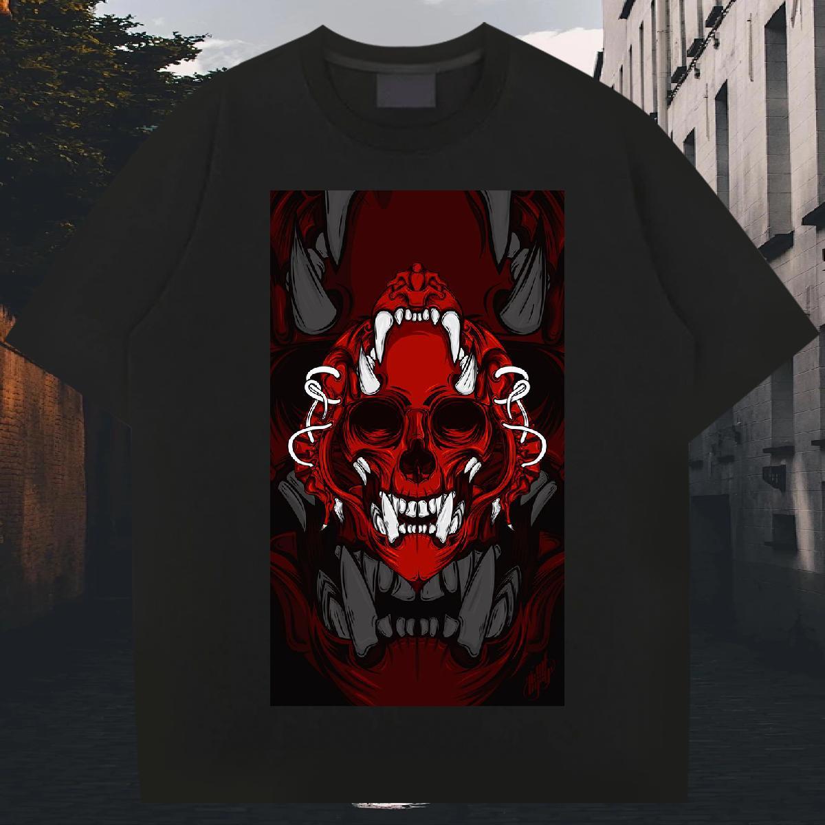 Cool Design T Shirts Men 230g Cotton skull Casual Beach Custom Big Size Breathable Soft Men Tops Tees Designer Fashion Tees Shirts