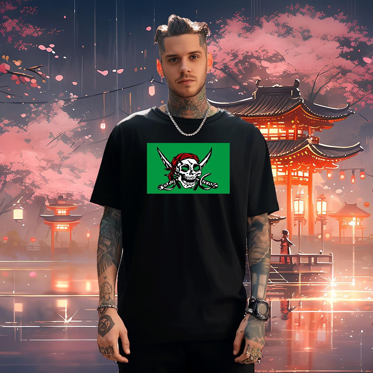 Classic T-Shirts for Men 230g Cotton skull Hip Hop Street Oversized Breathable Crew Neck Men Clothes T-Shirt Fashion Designer Tops Shirt