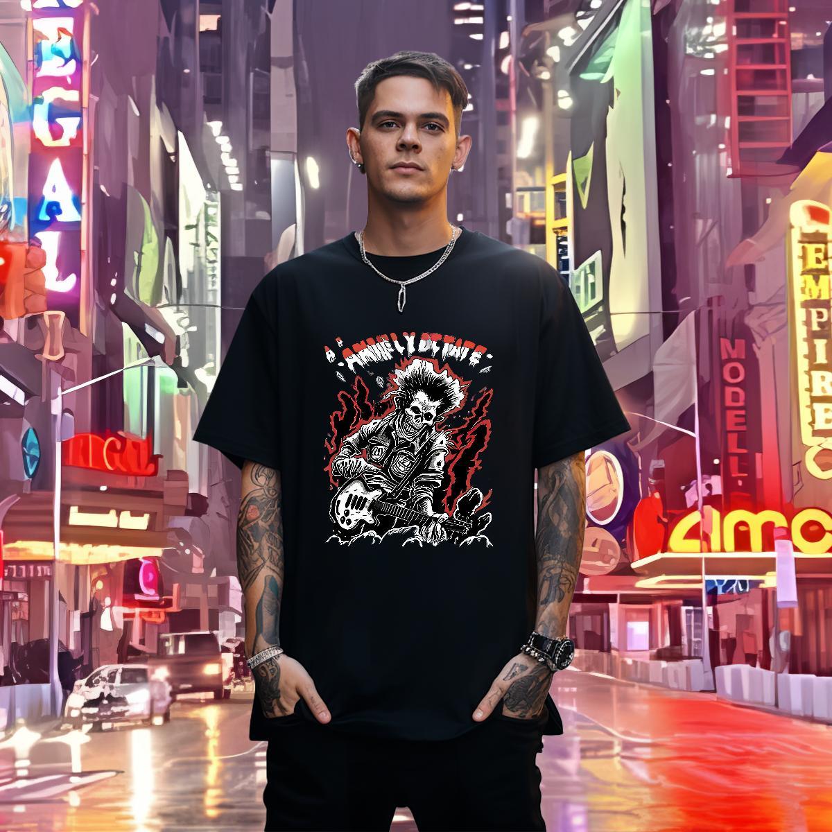 TOP Quality Mens T Shirts 230g Pure Cotton skull Street Casual Graphic Breathable Short Sleeve Men Tees Fashion New Top Tees