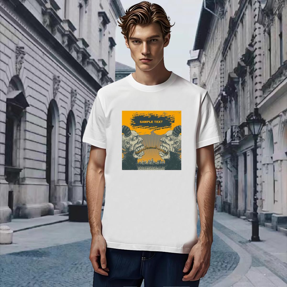 Popular T-Shirts for Men 230g Cotton skull Outdoor DIY Breathable Short Sleeve Men Clothes T-Shirt Brand Polos