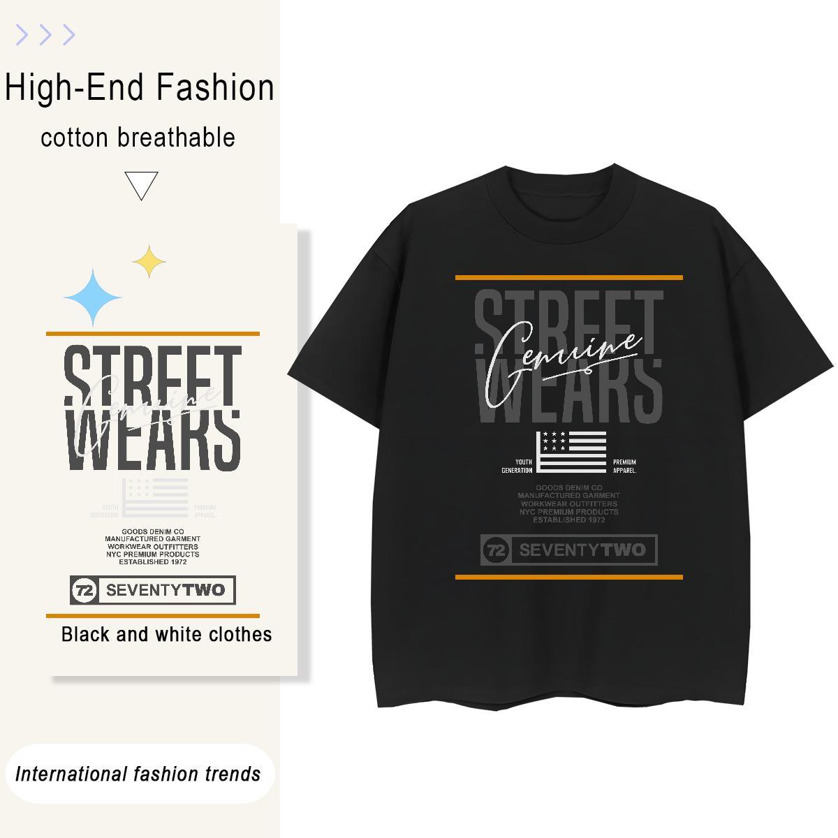 Brand T shirt 100% Cotton 230g letter Anime Printing Street Custom Printing Crew Neck Men Tops Tees Fashion Casual Clothes