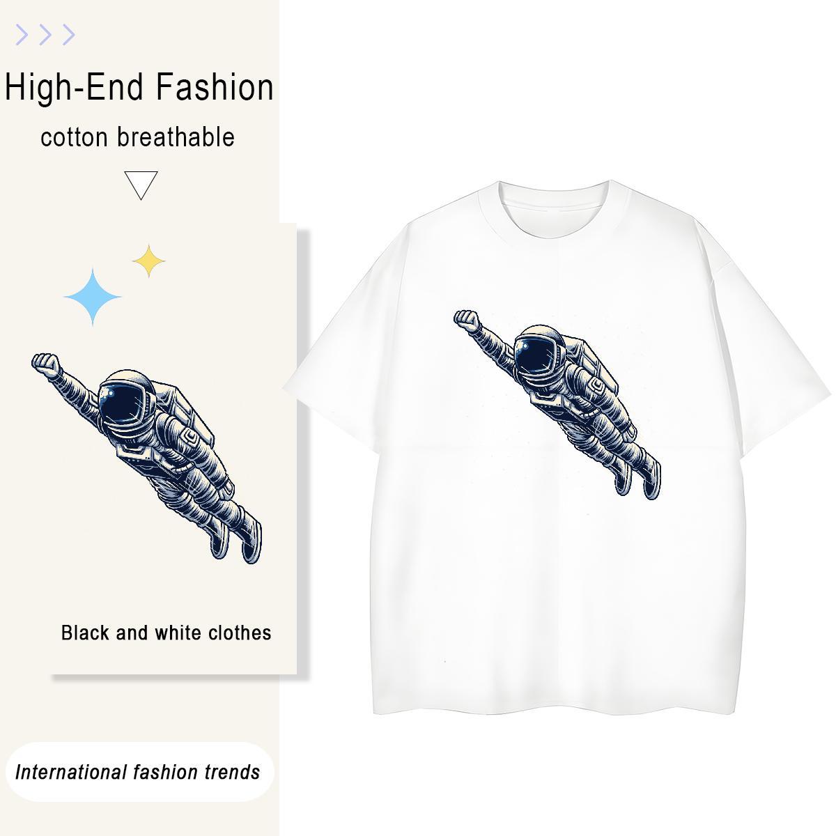 Designer Woman Tshirt 230g Pure Cotton cosmonaut Casual Womens T Shirts Breathable Crew Neck Custom Printed Clothings