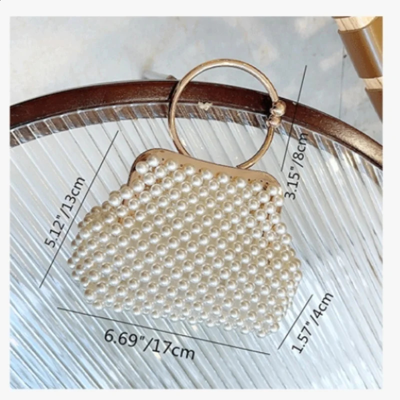 Female Pearl Evening Bag Banquet Mini Handbags Wedding Dinner Party Clutch Purses Fairy Holiday Top Handle Bags 240824Z