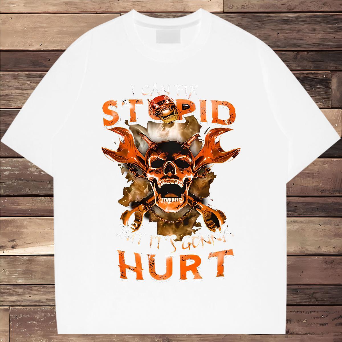 Cool Design Man T Shirts 230g Pure Cotton skull Beach Oversized 3XL 4XL O Neck Short Sleeves Men Tees Classic Clothings