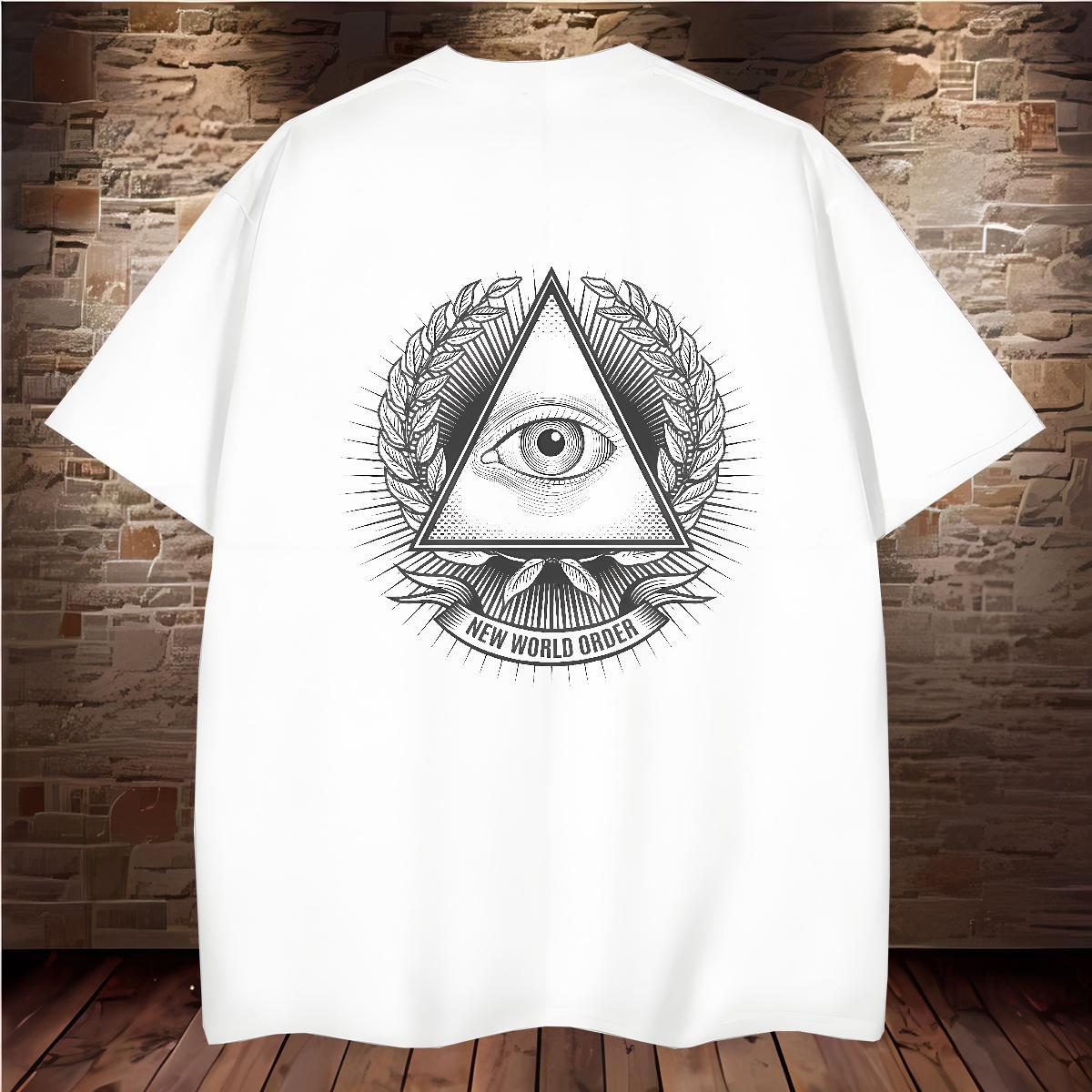 Loose Fit Men T Shirts 230g 100% Cotton eye of the devil Casual Daily Wear DIY Anime Short Sleeve O-Neck Men Tops Tees DIY Customized Tshirts