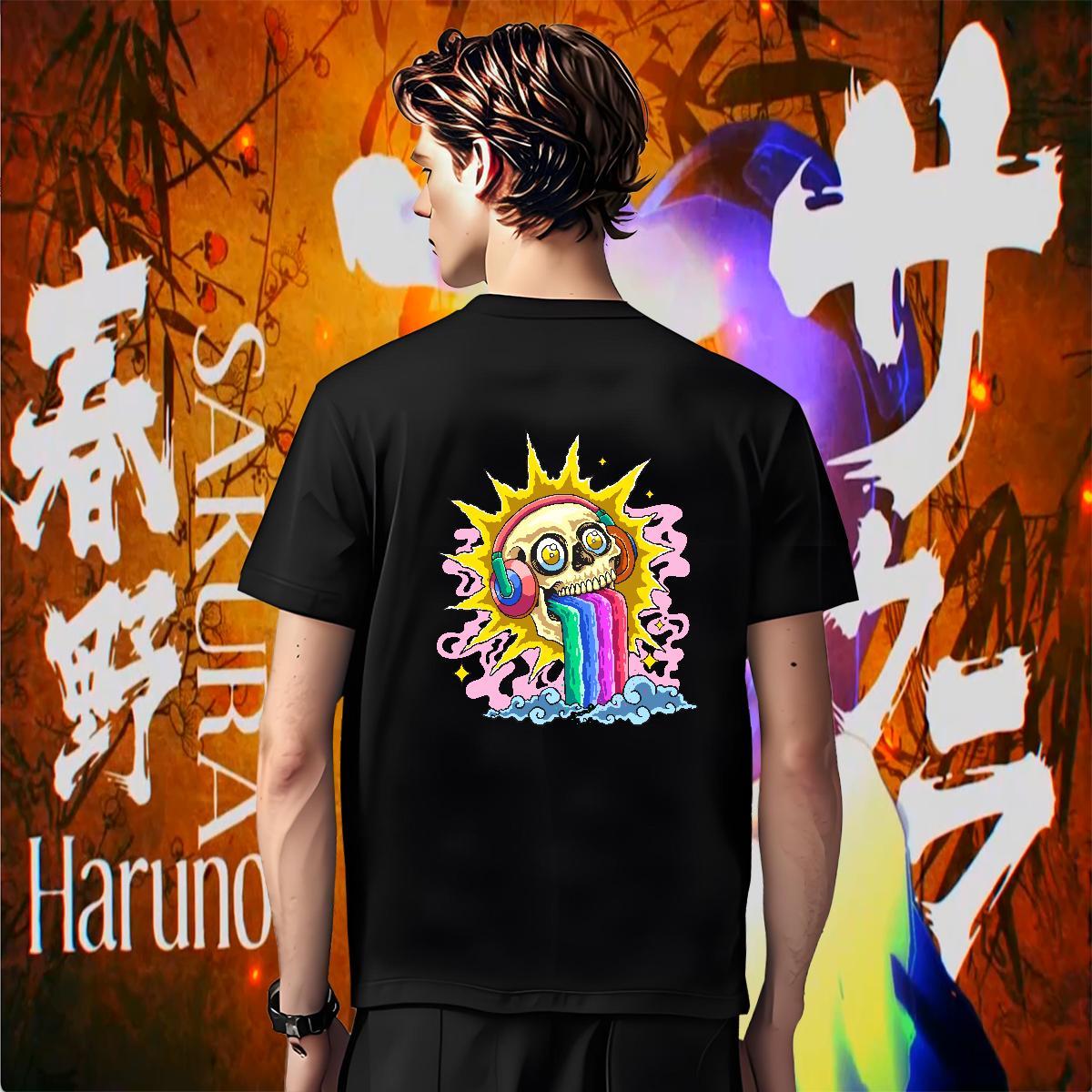 Free Shipping Man T Shirts 230g Cotton skull Sport Plus Size Custom Breathable Short Sleeve Tshirts New Clothes