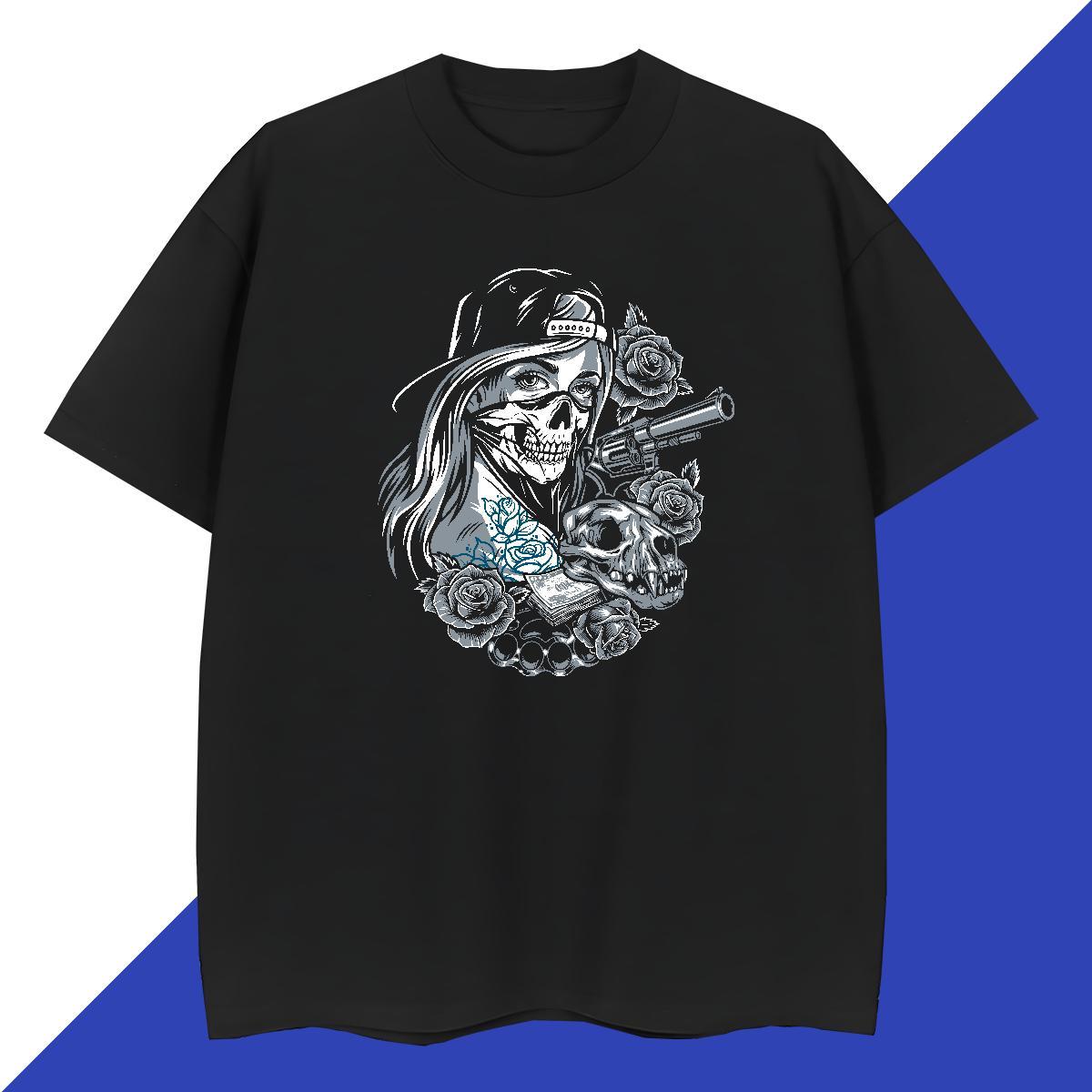 Wholesale Mens T Shirts 100% Cotton 230g skull Casual Daily Wear Custom Cartoon O-Neck Short Sleeve Tshirt for Man Woman Customized Polos