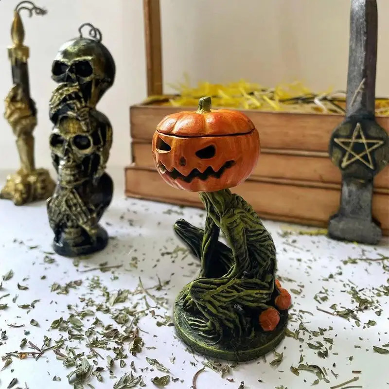 Halloween Pumpkin Candlestick Scary Halloween Decor Lantern Pumpkin Tealight Exquisite Versatile Tealight Candle Holders Home 240824