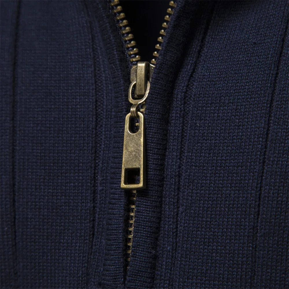 AIOPESON Mens Plain Neck Quarter Zipper Pull up Sweater Autumn Casual Business Knitted 240824