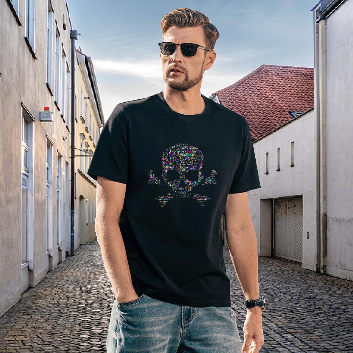 TOP Quality Man T Shirts 230g Cotton skull Summer Casual Black White Breathable Short Sleeve Couples T Shirts Designer Fashion Tops Tees