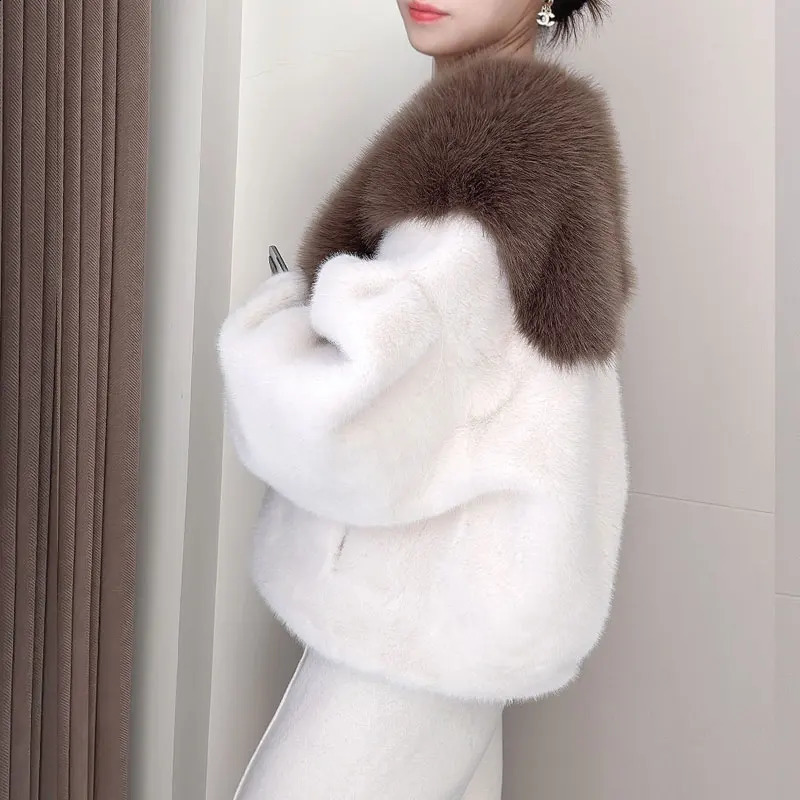 RONGNI Womens Fur Coat Loose Thick Jacket Autumn Winter Artificial 240824