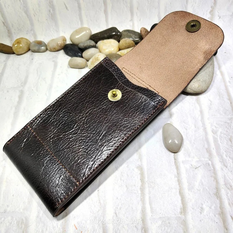 Mobile Phone Waist Bag Holster Genuine Leather Phone Sheath Universal Belt Pouch Pack Mens 2102DK 250103