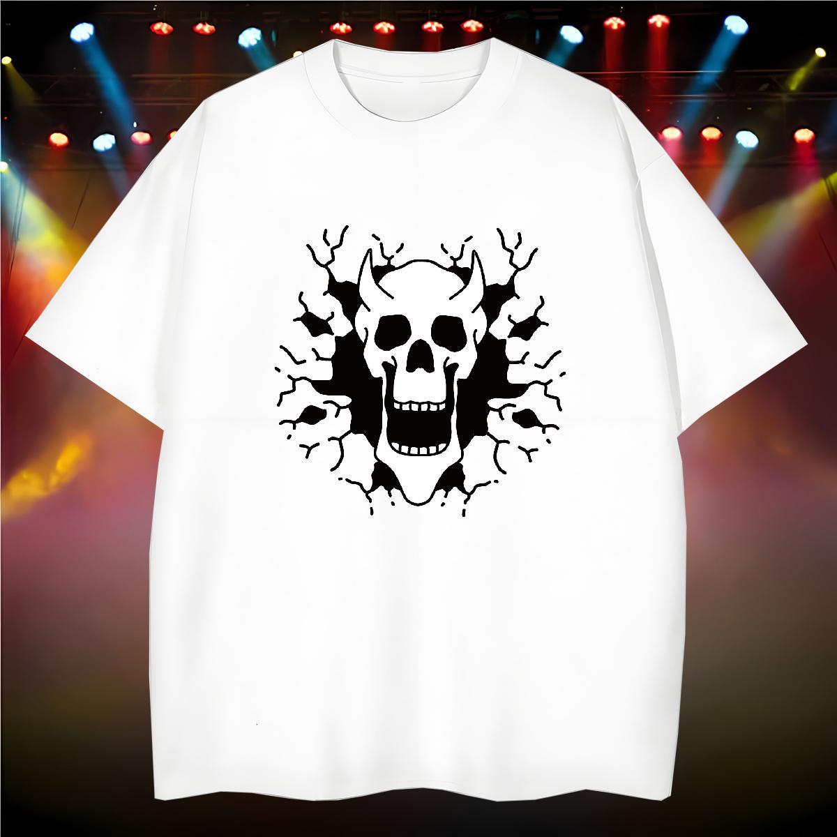 Loose Men T Shirts 230g Pure Cotton skull Outdoor DIY Short Sleeve Soft Men Tshirts Designer Tops Tees