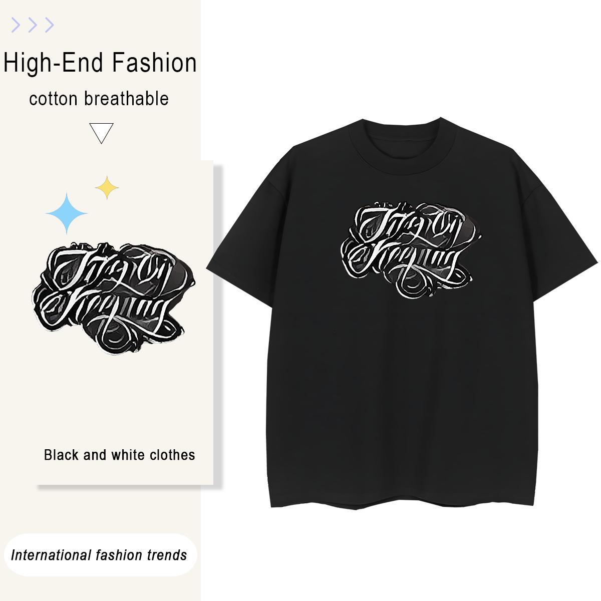 Free Shipping Couples T Shirts 100% Cotton 230g letter Street T Shirts Women Breathable Short Sleeve Anime Polos