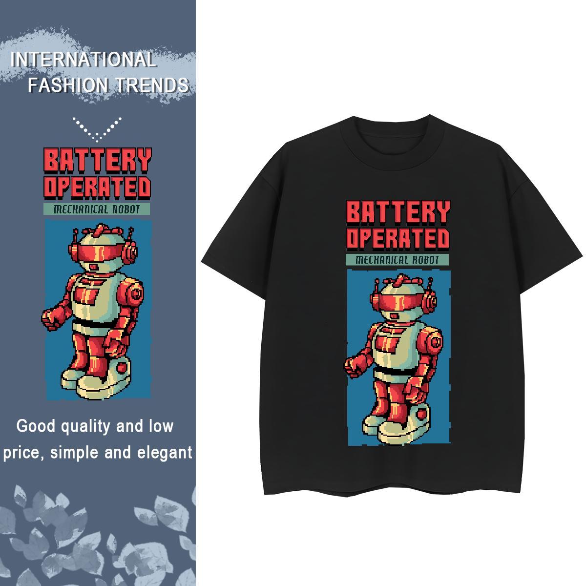Cool T Shirts Men 230g Cotton robot Sports Casual DIY Short Sleeve Soft Tshirt for Man Woman Brand Tee Shirt