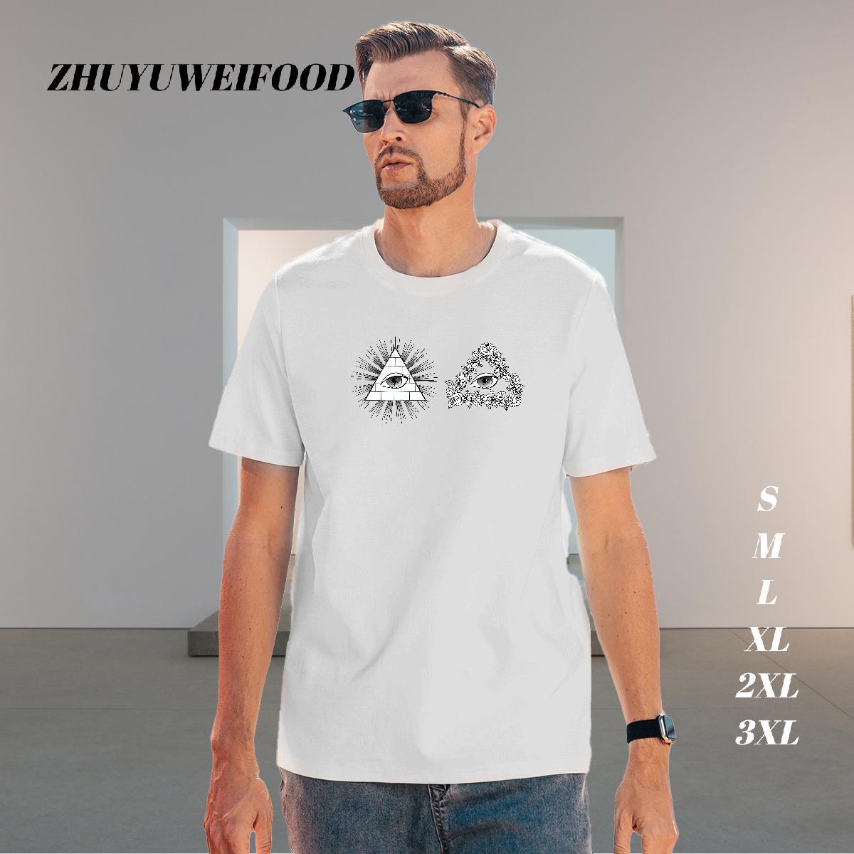 Classic T-Shirts for Men 100% Cotton 230g eye of the devil Hip Hop Oversized 3XL 4XL Breathable Crew Neck Couples T Shirts Customized Tees