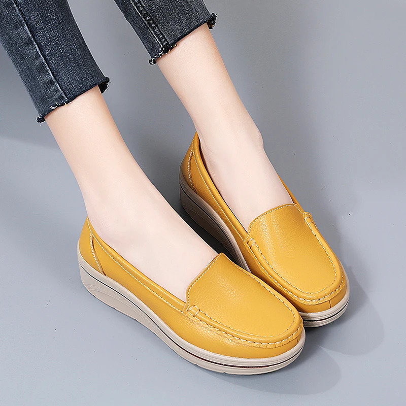 Womens platform shoes with a thick sole increase of 42 large casual shoes wedge high heels single foot shoes 240823