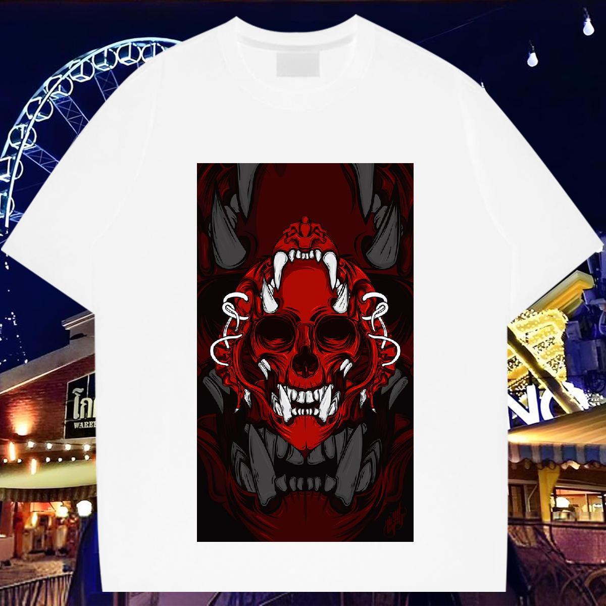 Classic T-Shirts 100% Cotton 230g skull Sports Casual DIY Logo Oversized Breathable Soft Mens Tshirts Fashion Design Tops