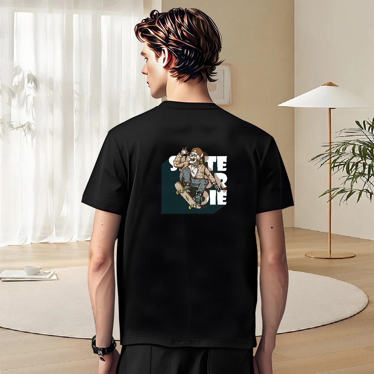 Free Shipping T shirt 230g Pure Cotton skateboarding Daily Wear Custom Print Oversized Breathable Short Sleeve Mens Tshirts 2024 Summer Tee Shirt