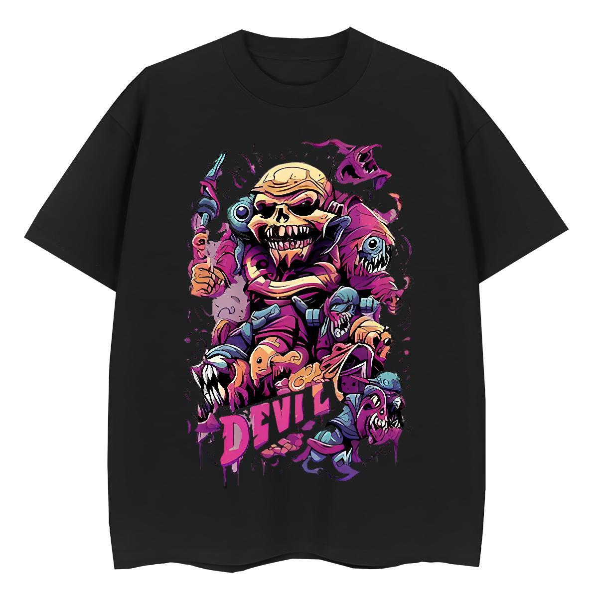 Wholesale Couples T Shirts 230g Cotton Terror Casual Beach Women T Shirts Short sleeve Soft DIY Printed Tee Shirt
