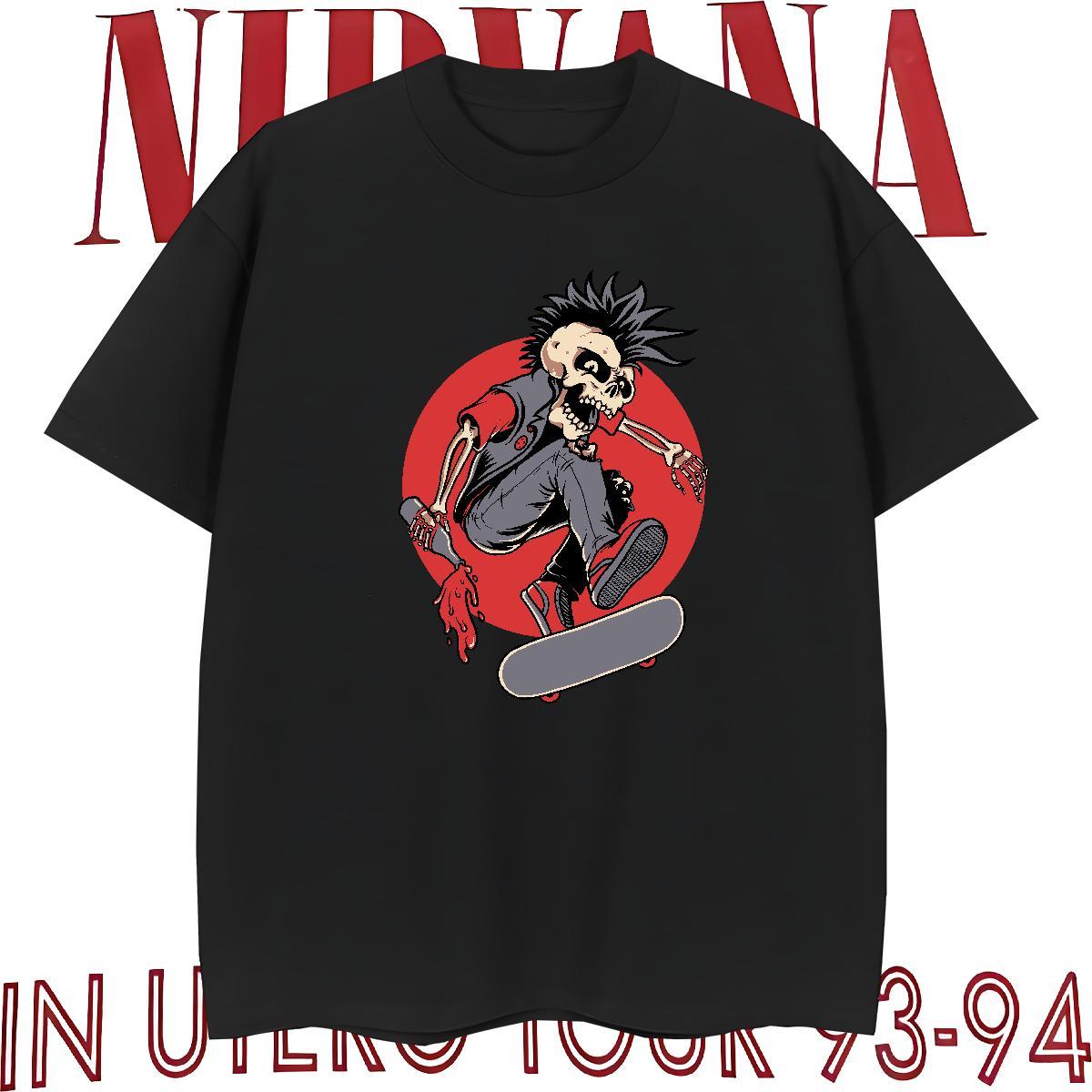 Loose T Shirts Men 230g 100% Cotton skull Spring Summer DIY Anime Breathable Soft Couples T Shirts Fashion Clothes