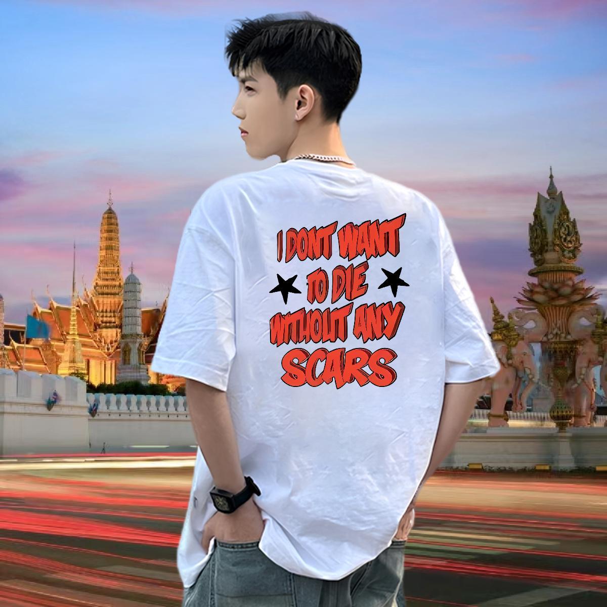 Casual New Men Tshirts letter Daily Wear 100% Cotton 230g Clothes Breathable Short Sleeve High Quality T Shirt For Man Custom Big Size