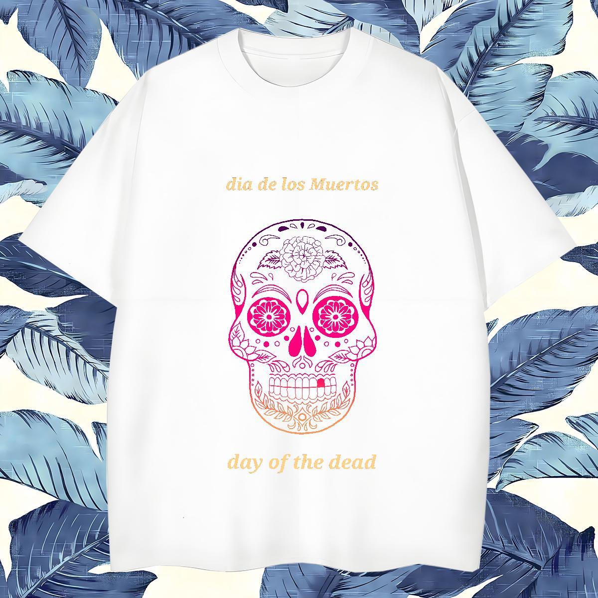 High Quality Mens T Shirts 230g 100% Cotton skull Home Outdoor Custom Print Oversized Breathable Crew Neck Couples T Shirts DIY Tops
