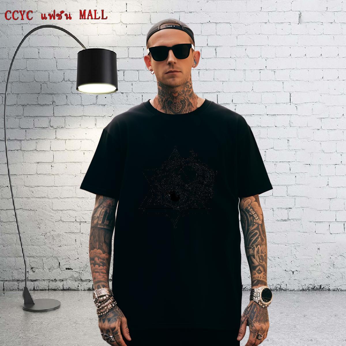 Cool Man T Shirts 230g Pure Cotton eye of the devil Casual Anime Breathable Short Sleeve Men Tops Tees Stylist Polos