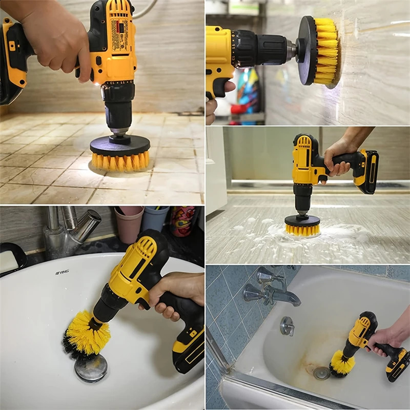 3piece drill brush accessory set electric washer with used for cleaning showers bathtubs tiles carpets w240824