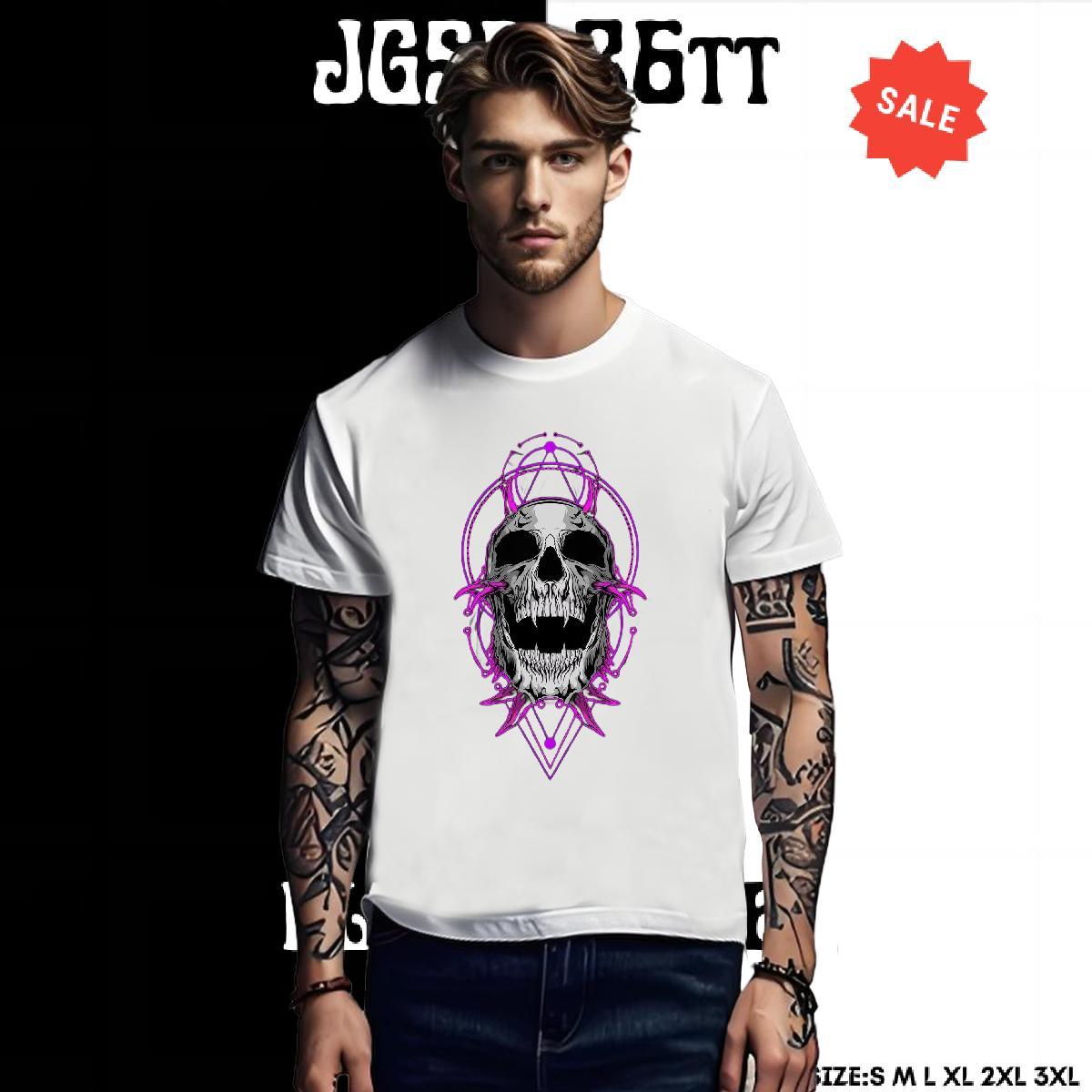 Classic T-Shirts 230g Pure Cotton skull Casual Graphic Breathable Short Sleeve Men Tees 2024 Designer Wear