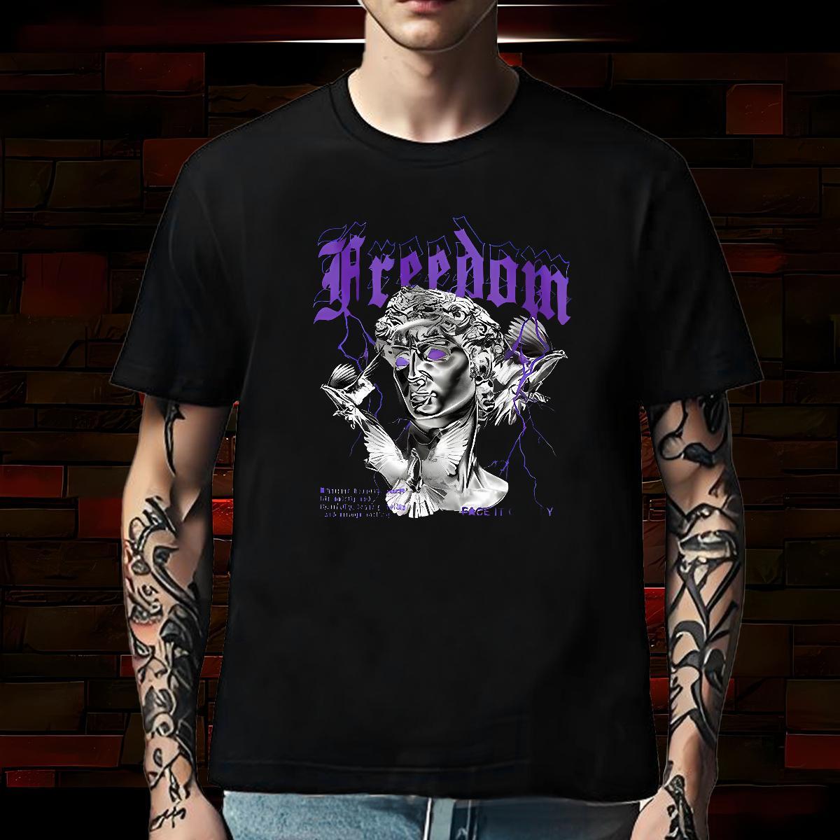 Unisex Man T Shirts 230g Cotton portrait Hip Hop Street Cartoon Print Short Sleeve Soft Men Tshirts Classic Tops Shirt