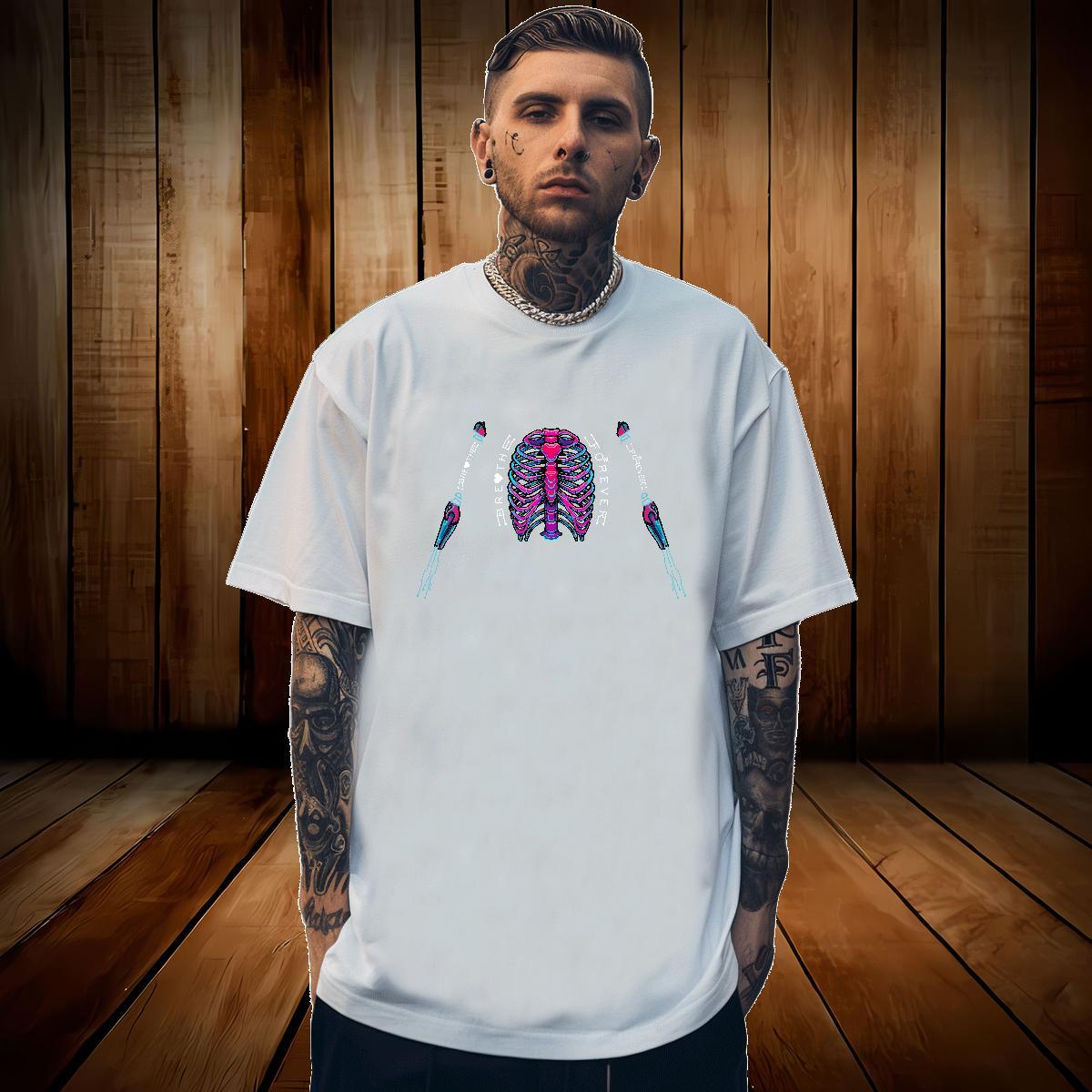 Cool Mens T Shirts 230g Pure Cotton skull Daily Outfit Cartoon Printing L-4XL Short Sleeve O-Neck Tshirt for Man Woman Designer Fashion Top Tees