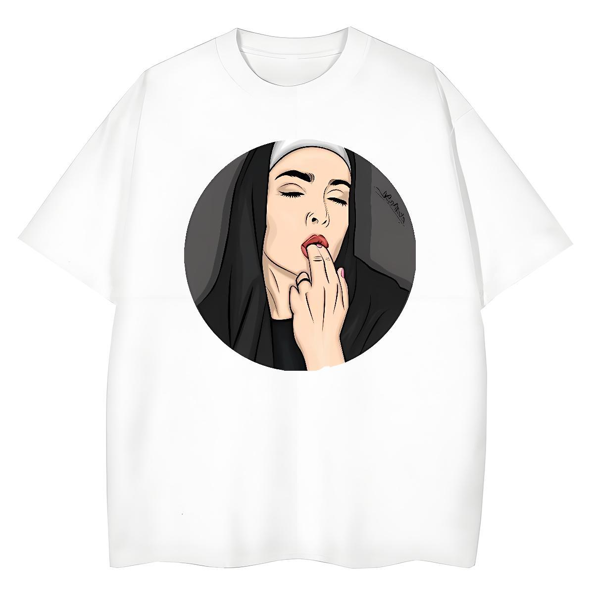 Popular Tshirt for Man Woman 230g Cotton nun Street Wear T Shirts Women Breathable Crew Neck Cartoon Printing L-4XL Tees