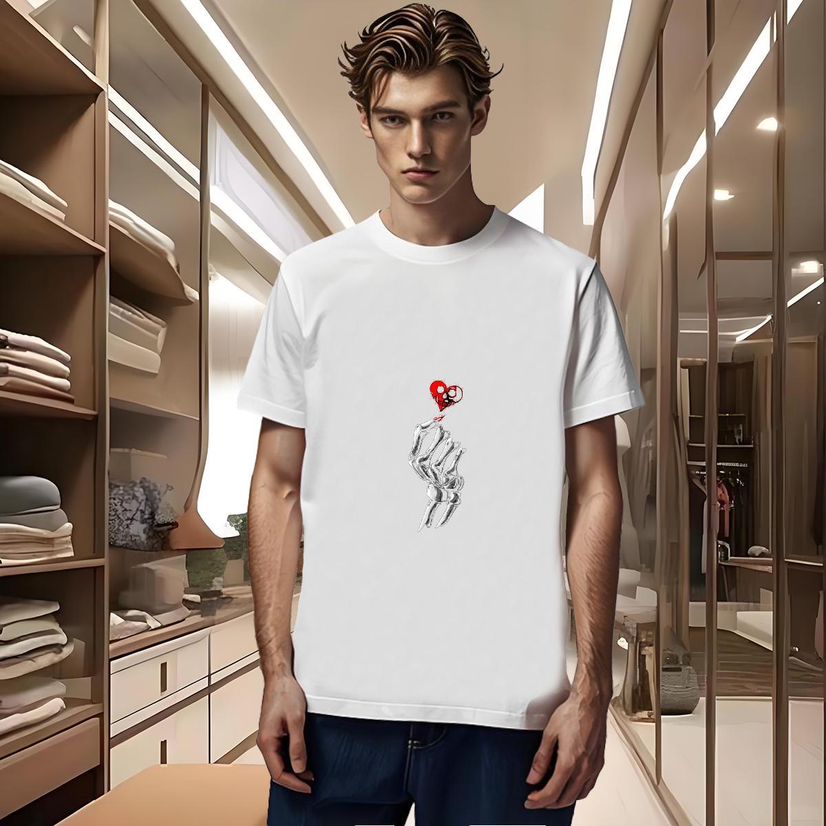 Classic T shirt 230g Pure Cotton skull Street Plus Size Cartoon Breathable Crew Neck Men Tees 2024 Designer Tees Shirts