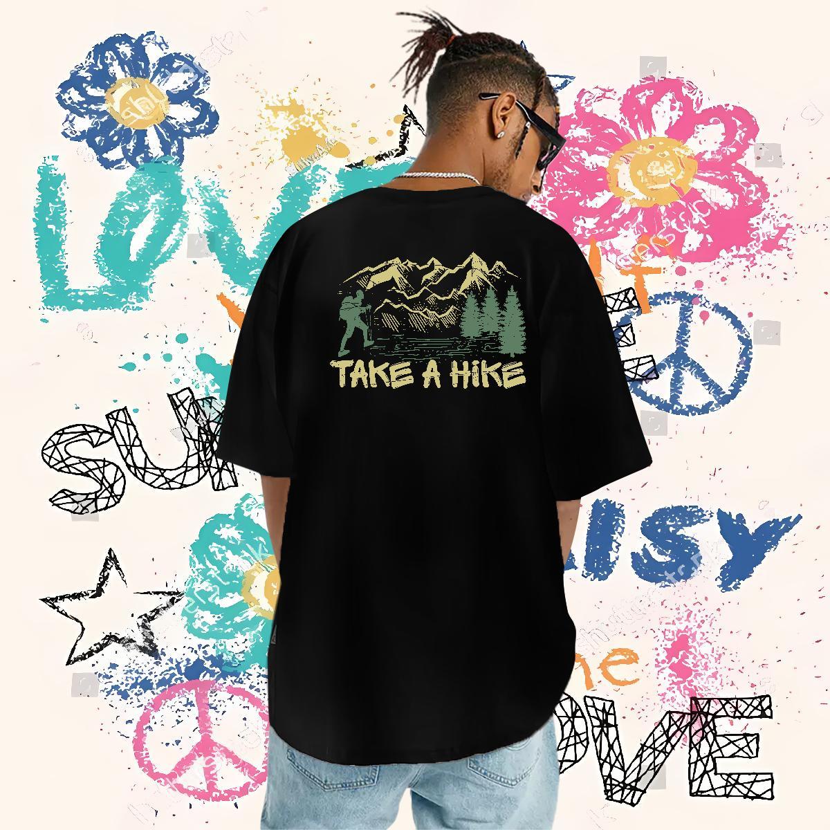 TOP Quality Man T Shirts 230g Pure Cotton mountains Outdoor Black Oversized Round Neck Short Sleeve Mens Tshirts New Arrival Tops Shirt