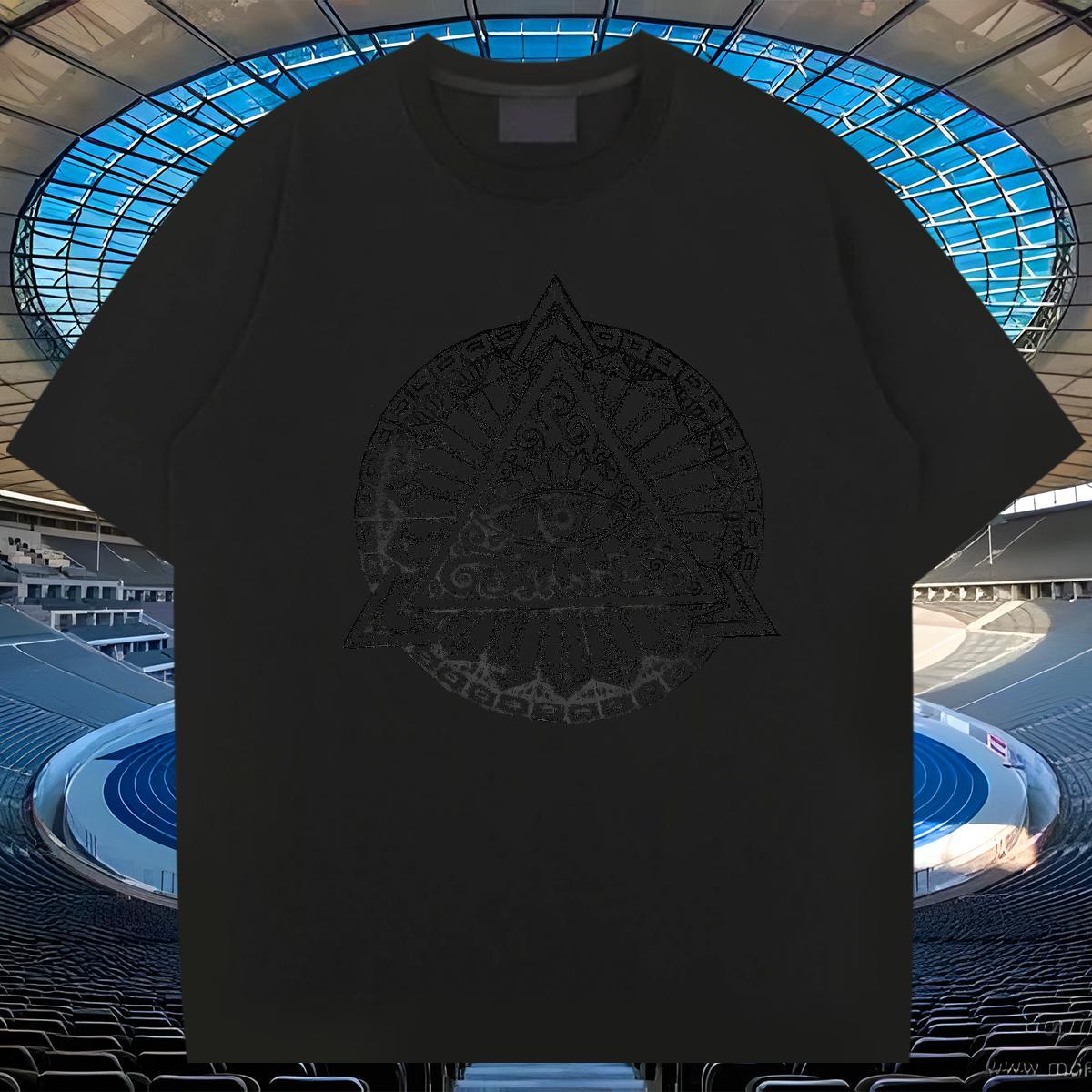High Quality Men T Shirts 100% Cotton 230g eye of the devil Home Outdoor Skull O-Neck Short Sleeve Mens Tshirts 2024 New Tops Shirt