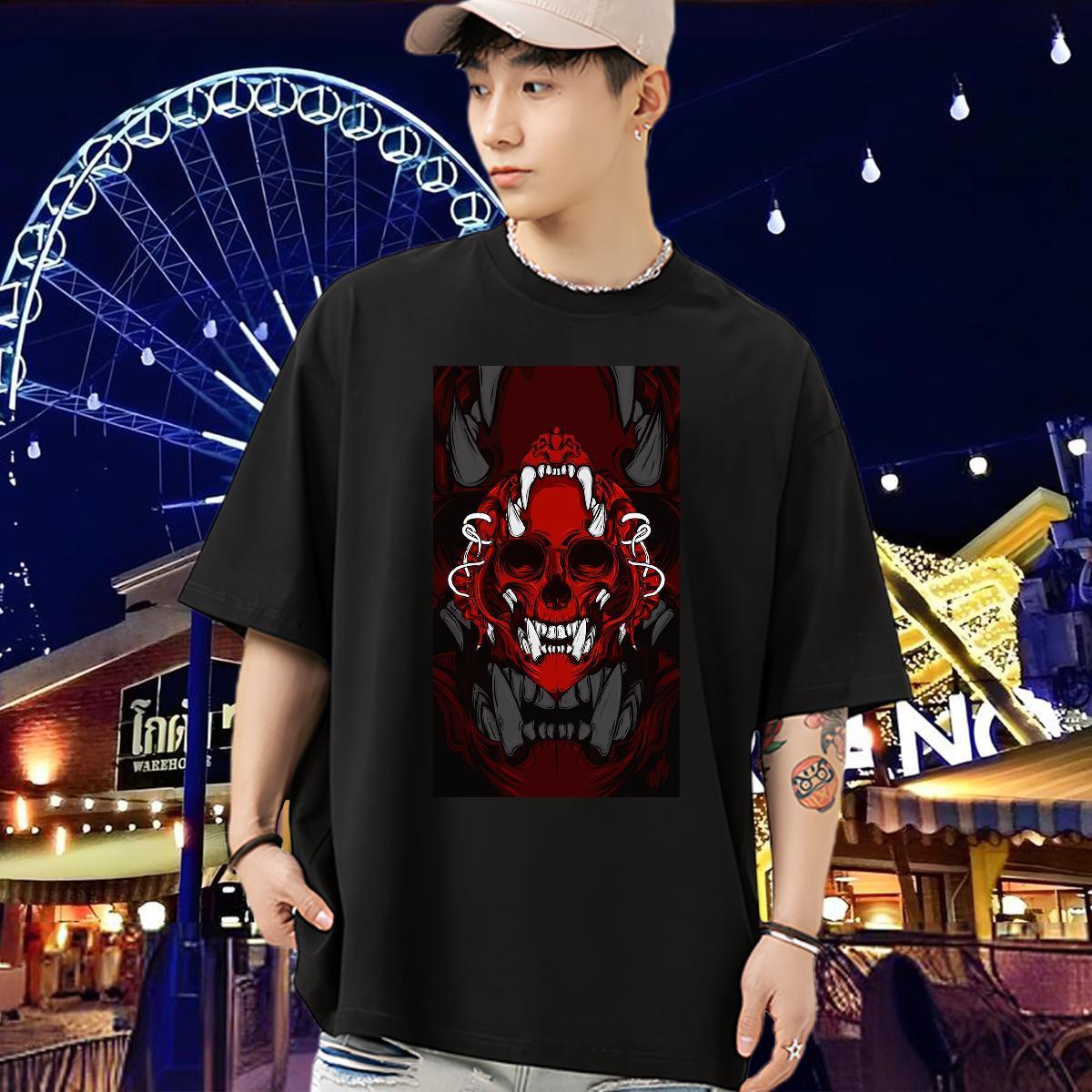 Classic T-Shirts 100% Cotton 230g skull Sports Casual DIY Logo Oversized Breathable Soft Mens Tshirts Fashion Design Tops