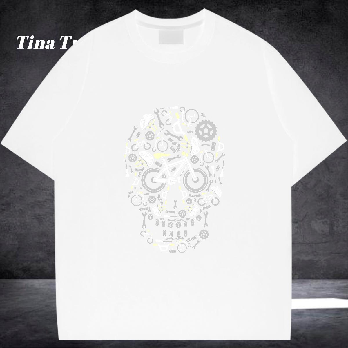 High Quality T-Shirts for Men 230g Pure Cotton skull Home Outdoor Black White Crew Neck Couples T Shirts Fashion Designer Tees Shirts