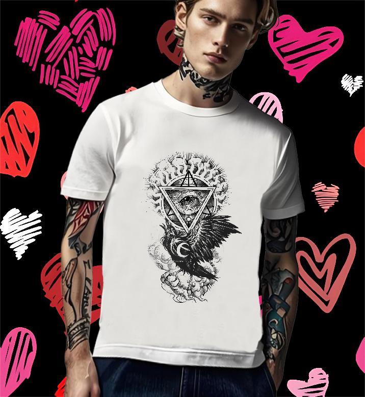 Cool Design T-Shirts for Men 230g Cotton eye of the devil High Street Hip Hop DIY Printed Pure Cotton Tshirts 2024 DIY Tees