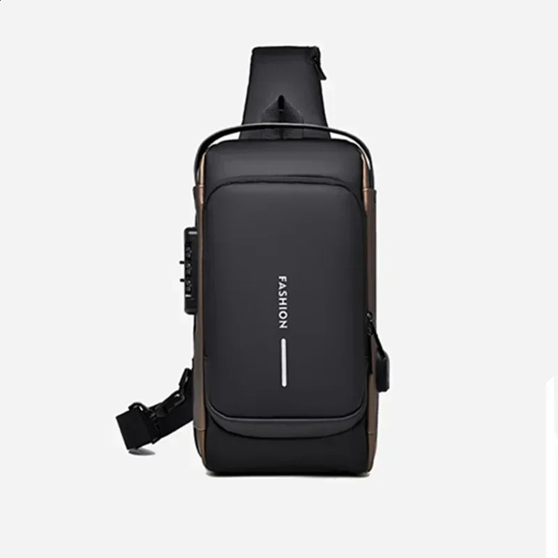 Mens multifunctional anti-theft USB shoulder bag mens cross body travel sling chest bag mens messenger bag 240824
