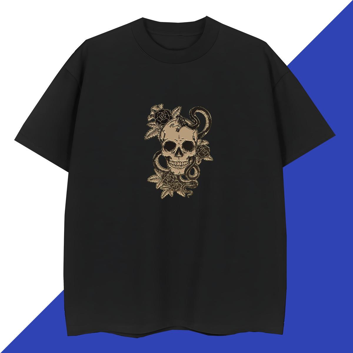 TOP Quality Men T Shirts 230g Cotton skull Outdoor Customized Breathable Short Sleeve Men Tops Tees Fashion Design Wear