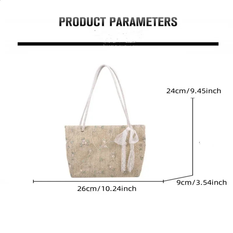 Fashion Woven Handbag Women Straw AllMatch Female Tote Bag 2023 Portable Bucket Handbags Summer Picnic Bags 240824Z